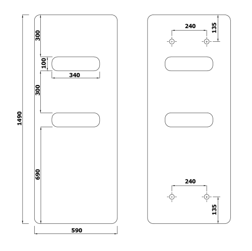 TABELLA OPEN grzejnik 590x1490 mm, czarny mat MI1457  rysunek