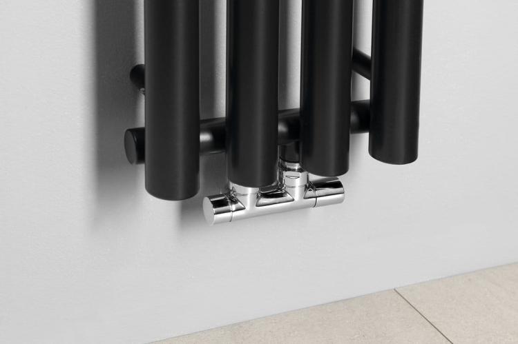 PILON grzejnik łazienkowy 270x1800 mm, 464 W 4 wieszaki, czarny mat IZ122T podłączenie