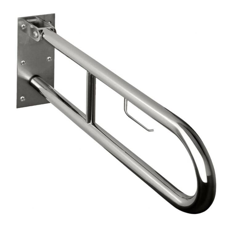 Poręcz łazienkowa składana w kształcie U 600 mm z uchwytem na papier stal szczotkowana 301406272