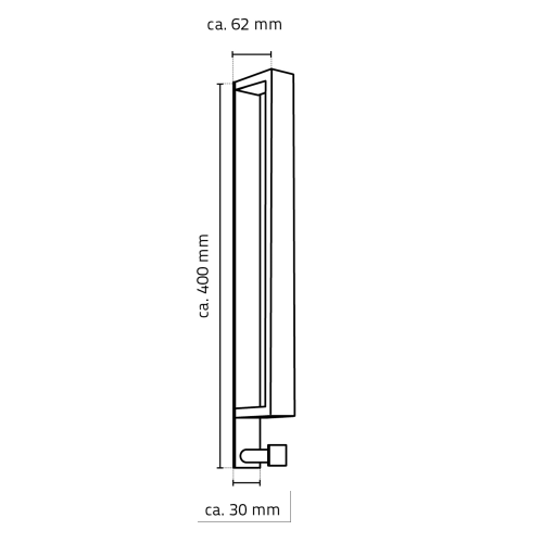 STYLE wieszak na ręczniki 400x30 mm, stal nierdzewna połysk 11122100 rysunek techniczny