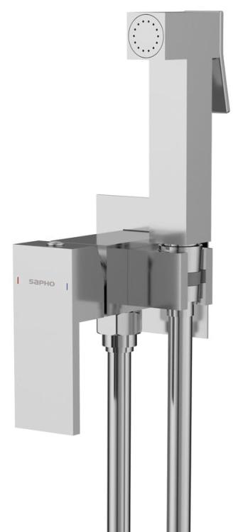 CUBEMIX bateria bidetowa podtynkowa ze słuchawką bidetową i wężem, chrom CM040