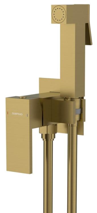 CUBEMIX bateria bidetowa podtynkowa ze słuchawką bidetową i wężem, złoty mat CM040GB