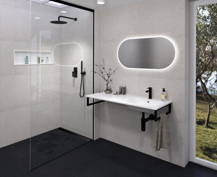 ARECA umywalka kompozytowa 110x50 cm, prawa, biały AC101R wizualizacja