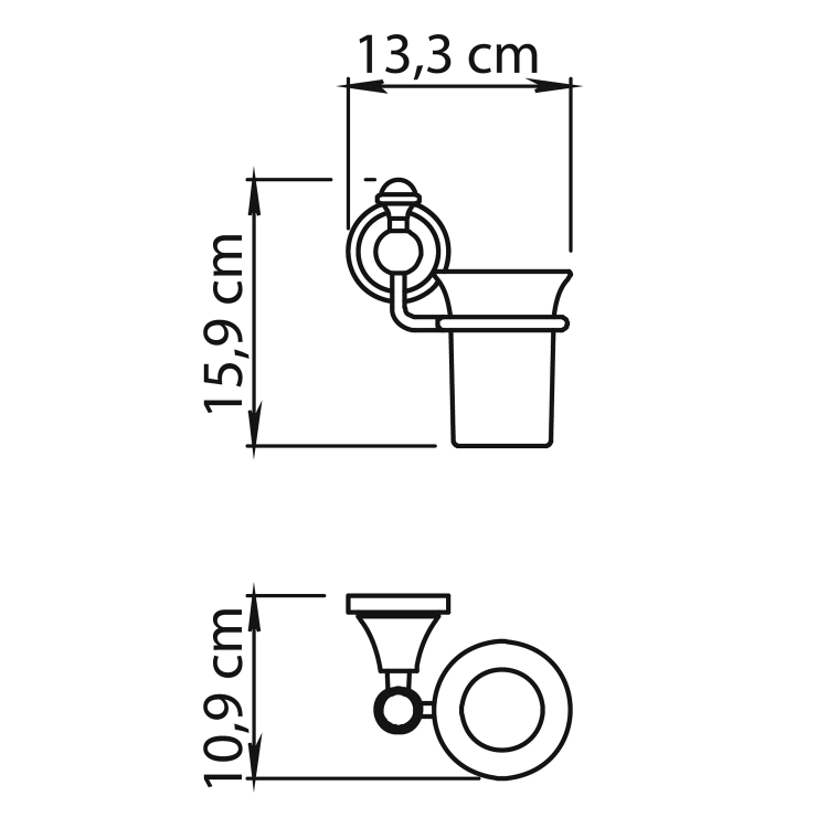 NEVIS kubek, ceramika, chrom NV1013 rysunek techniczny