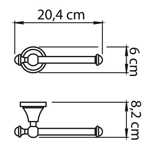 NEVIS wieszak na papier toaletowy bez klapki, chrom NV2413 rysunek techniczny