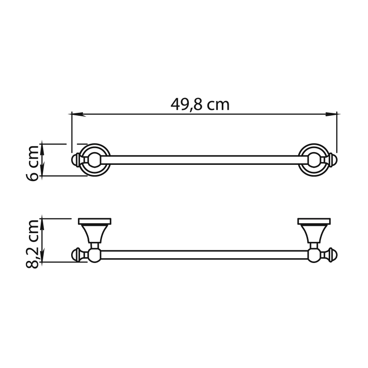 NEVIS wieszak na ręczniki 450x82 mm, chrom NV214513 rysunek techniczny