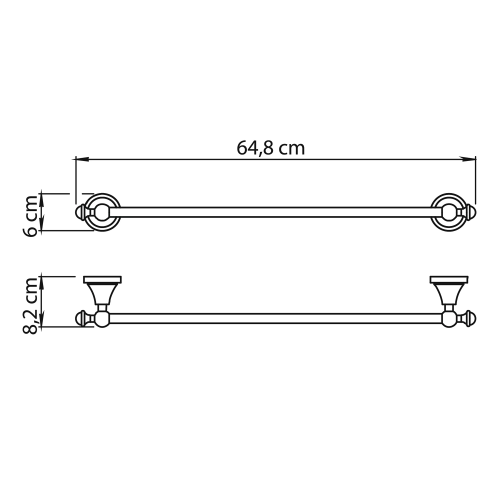 NEVIS wieszak na ręczniki 600x82 mm, chrom NV216013 rysunek techniczny