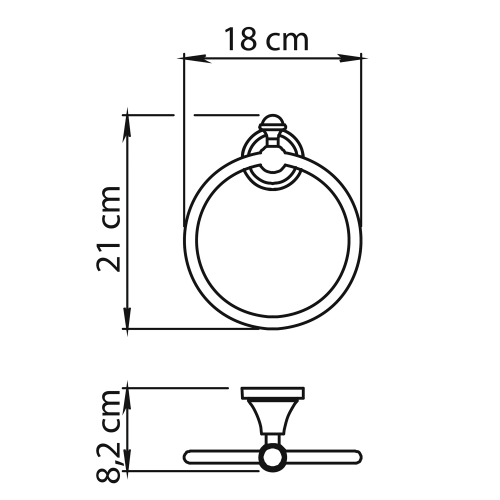 NEVIS wieszak na ręczniki koło, chrom NV7013 rysunek techniczny