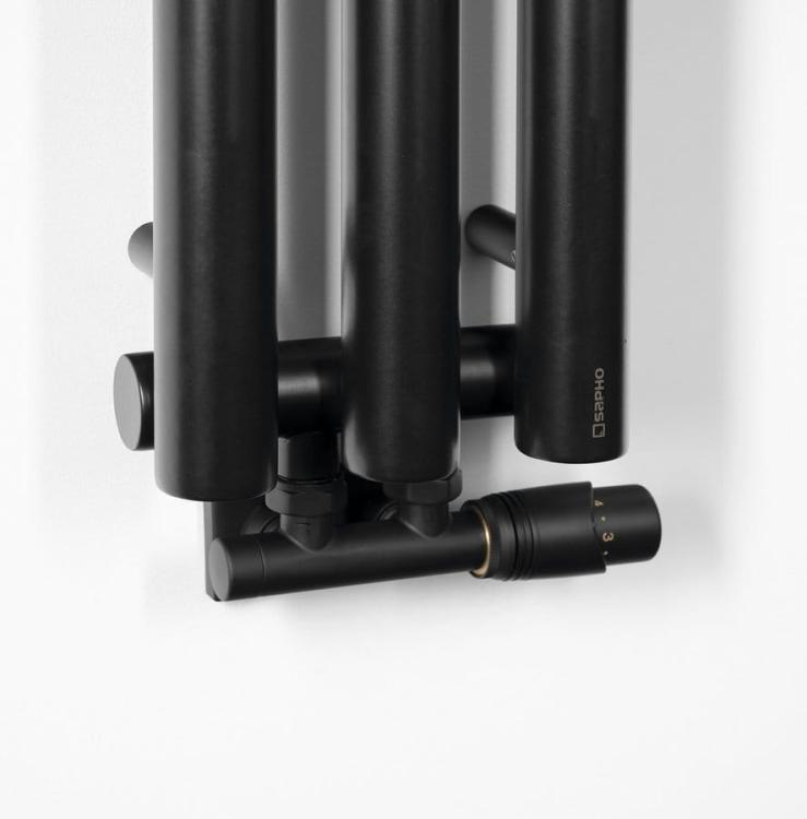 PILON grzejnik łazienkowy 196x1800mm, 3 wieszaki, czarny mat IZ128T podłączenie