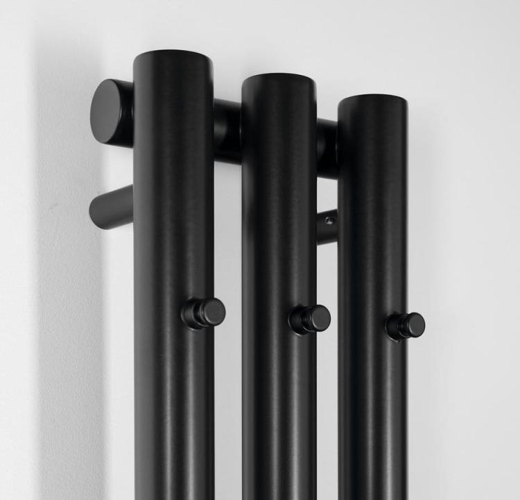 PILON grzejnik łazienkowy 196x1800mm, 3 wieszaki, czarny mat IZ128T wieszaczki