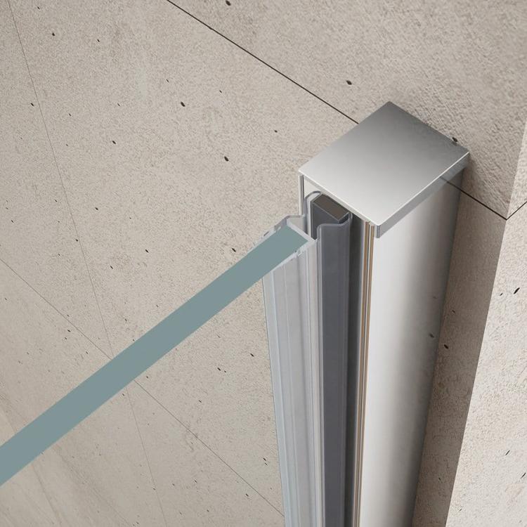 LORO drzwi prysznicowe z częścią stałą 1200 mm, szkło czyste GN4612 profil