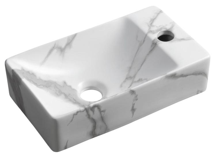 MARGITHA umywalka ceramiczna 38x22 cm prawa carrara MGT38217