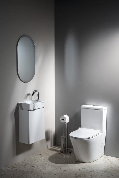 MARGITHA umywalka ceramiczna 38x22 cm prawa carrara MGT38217 aranżacja