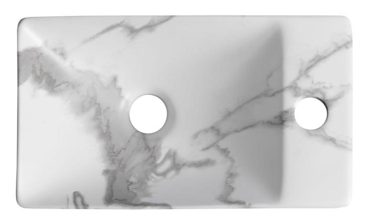 MARGITHA umywalka ceramiczna 38x22 cm prawa carrara MGT38217  z góry