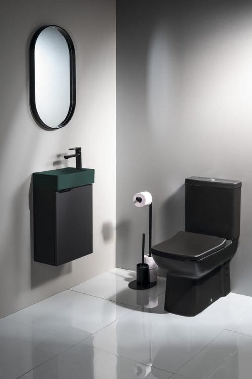 MARGITHA umywalka ceramiczna 38x22 cm prawa petrol MGT38220 aranżacja