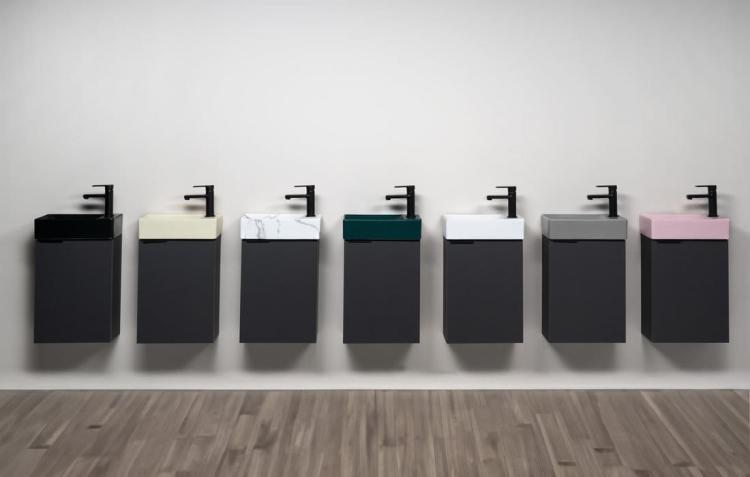 MARGITHA umywalka ceramiczna 38x22 cm prawa szary MGT3822GR seria