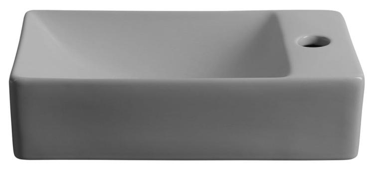 MARGITHA umywalka ceramiczna 38x22 cm prawa szary MGT3822GR bok