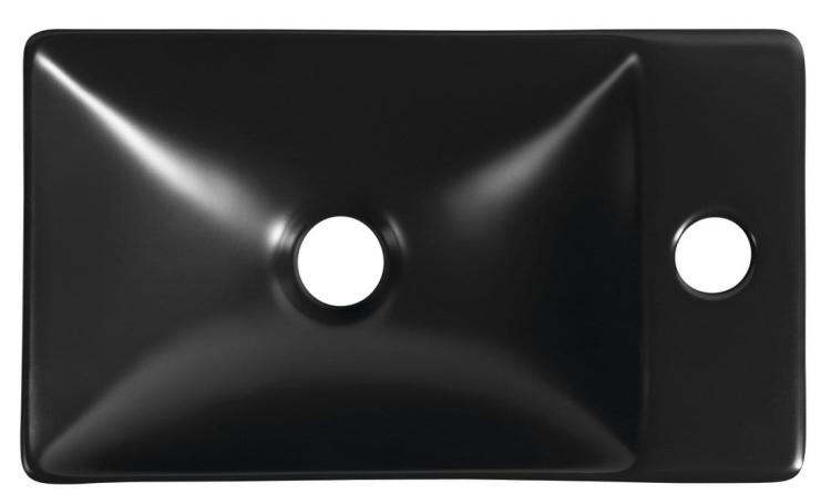 MARGITHA umywalka ceramiczna 38x22 cm prawa czarny mat  z góry