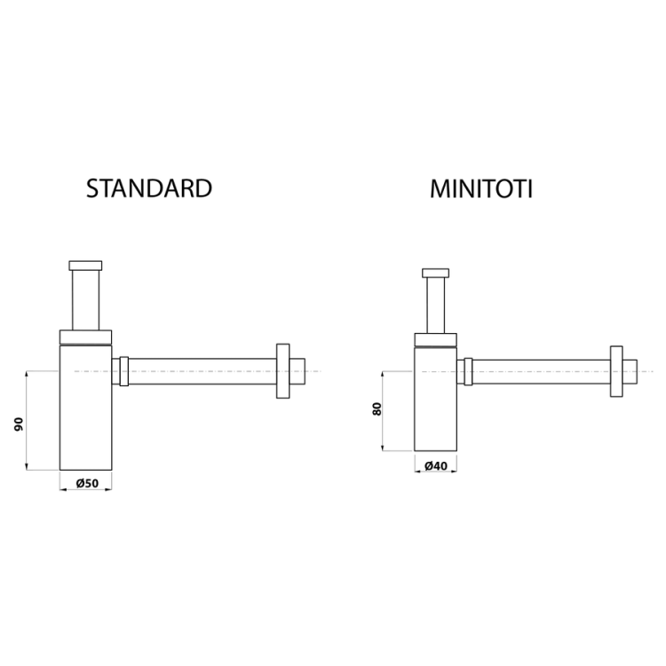 MINITOTI syfon umywalkowy 1'1/4-32 cm, czarny mat 510.135.5.X porównanie