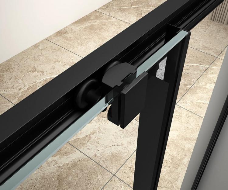 ARLETA BLACK Kabina prysznicowa narożna półokrągła 80x80x185 cm, profil czarny mat, szkło czyste BLS800  łożyska