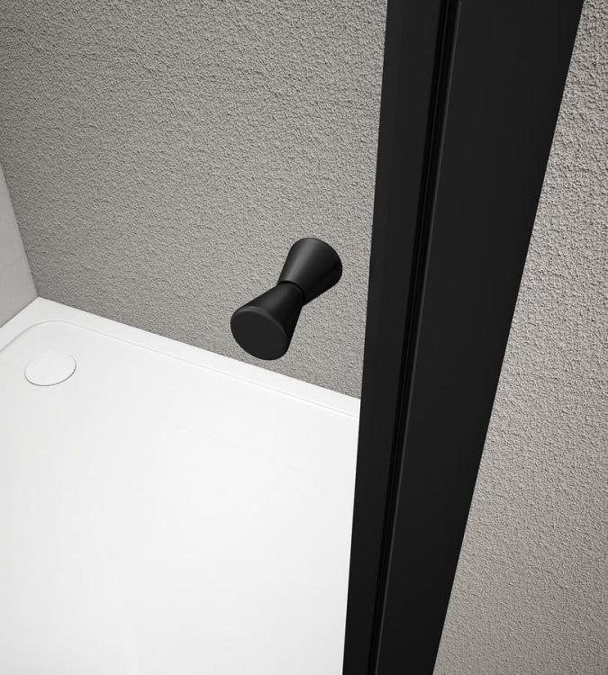 ARLETA BLACK Kabina prysznicowa narożna półokrągła 80x80x185 cm, profil czarny mat, szkło czyste BLS800  drzwi