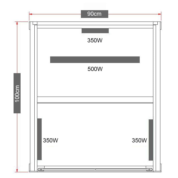 RUBY 1A Sauna na podczerwień 1 osobowa 90x100x195 cm J20090  rysunek