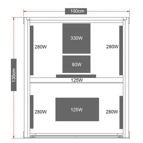 CARBON 1A Sauna na podczerwień 1-osobowa 100x130x195 cm J10100 wymiary