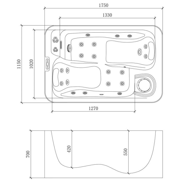 Basen ogrodowy 2 osobowy JACUZZI - biały marmur SPA30 wymiary