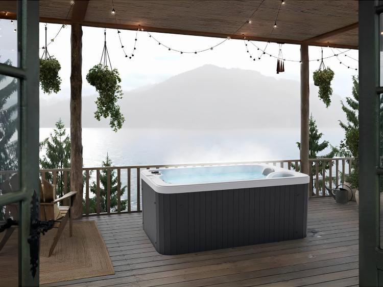 Basen ogrodowy 2 osobowy JACUZZI - biały marmur SPA30 podświetlenie niebieskie wizualizacja