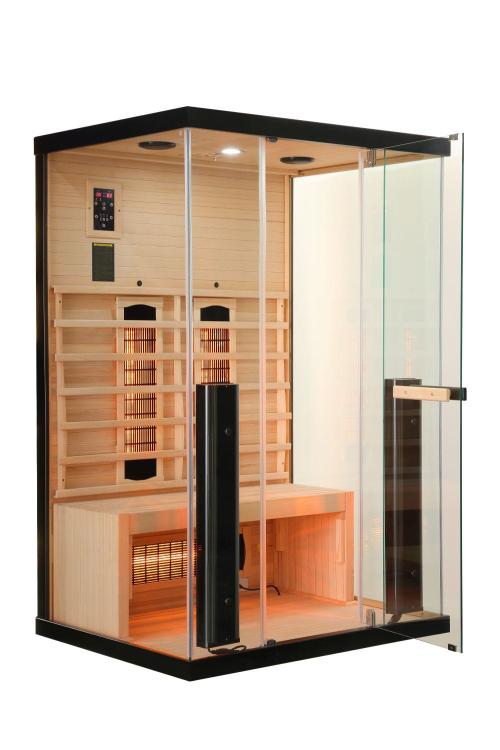 Billund 2A 2-Osobowa Sauna na podczerwień 125 x 100 x 190 cm SB40125 drzwi otwarte