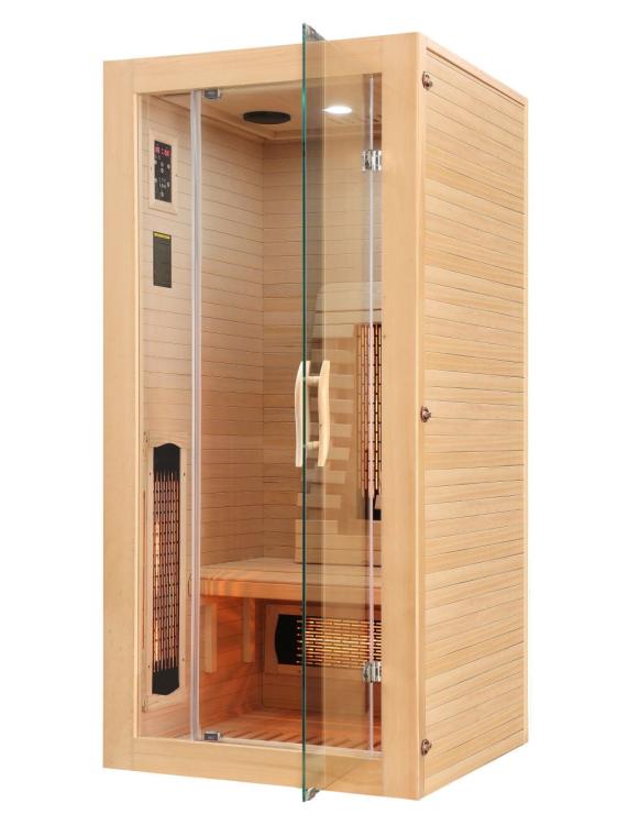 Malmo 1-osobowa Sauna na podczerwień 90 x 90 x 190 cm SB10090 drzwi