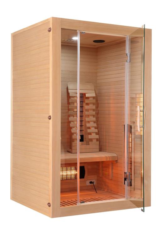 Malmo 2-Osobowa Sauna na podczerwień 120 x 105 x 190 cm SB10120 drzwi otwarte