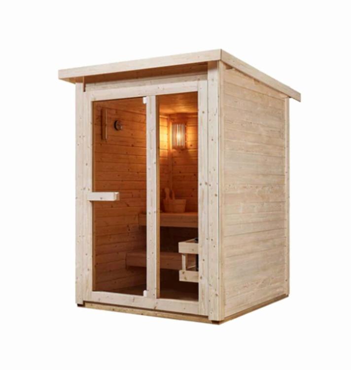 HELSINKI Sauna zewnętrzna ogrodowa 3-osobowa sucha Fińska świerk F30150 bok