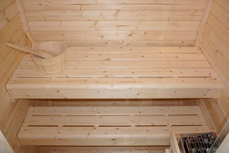 HELSINKI Sauna zewnętrzna ogrodowa 3-osobowa sucha Fińska świerk F30150 wnętrze