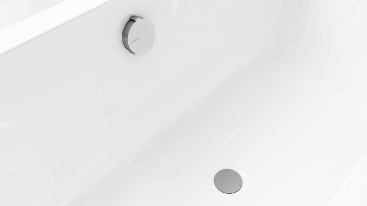 Syfon automatyczny do wanny z napełnianiem, dł. 800 mm, korek automatyczny 72 mm, chrom 71853 zamontowany