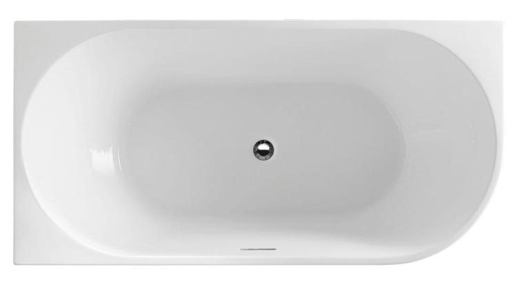 TIBERA L wanna wolnostojąca 150x75 cm, biała (lewa) E1047 z góry