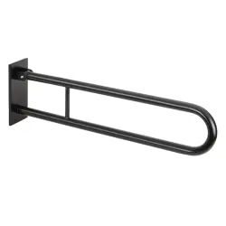 Poręcz łazienkowa składana  w kształcie U 813 mm  z kołnierzem osłonowym czarna 301607470