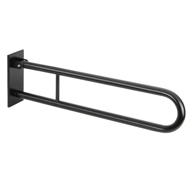 Poręcz łazienkowa składana w kształcie U 813 mm z kołnierzem osłonowym czarna 301607470