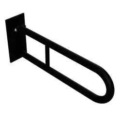 Poręcz łazienkowa składana  w kształcie U 600 mm  z kołnierzem osłonowym czarna 301607270
