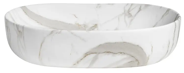CALEO umywalka ceramiczna nablatowa, 60x42x14 cm, bianco carrara CA590BC  bok