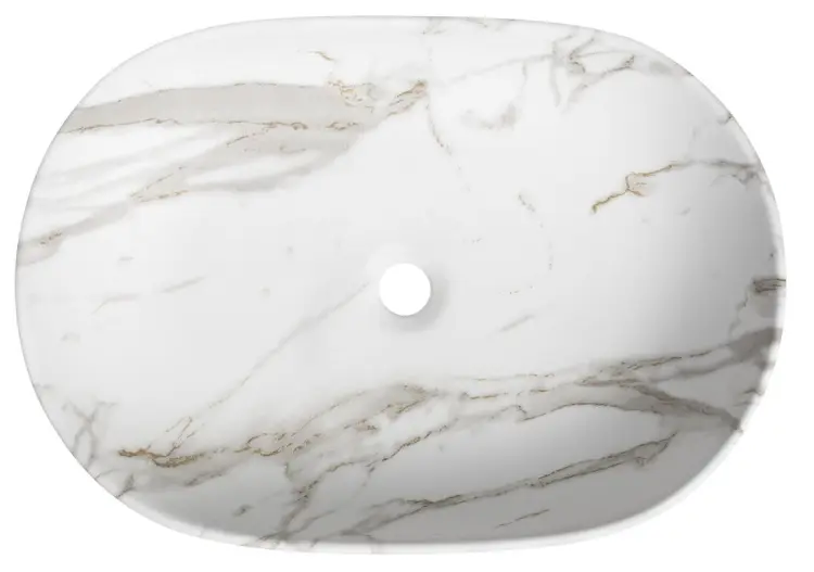 CALEO umywalka ceramiczna nablatowa, 60x42x14 cm, bianco carrara CA590BC  od góry