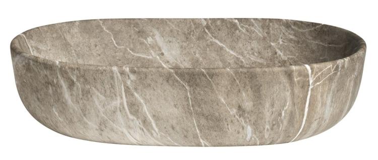 CALEO umywalka ceramiczna nablatowa, 60x42x14 cm, breccia marmor CA590BM bok
