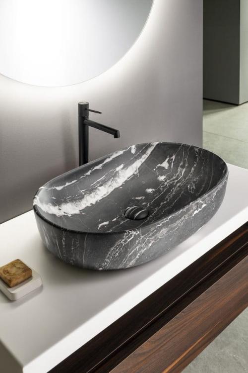 CALEO umywalka ceramiczna nablatowa, 60x42x14 cm, carnico marmor CA590CM aranżacja