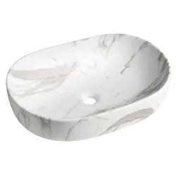 CALEO umywalka ceramiczna nablatowa, 60x42x14 cm, bianco carrara  CA590BC