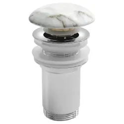 Korek umywalkowy 5/4“, klik-klak, wys. 10-50 mm, grzybek ceramiczny, do umywalki bez przelewu, bianco carrara AR900BC