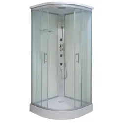 TANGO Kabina prysznicowa półokrągła czterościenna wolnostojąca hydromasażem 90x90x215 cm szkło czyste SANOTECHNIK CL03