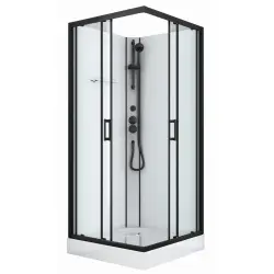 Kabina prysznicowa kwadratowa czterościenna wolnostojąca 90x90x210 cm DENVER czarny SANOTECHNIK CL12B