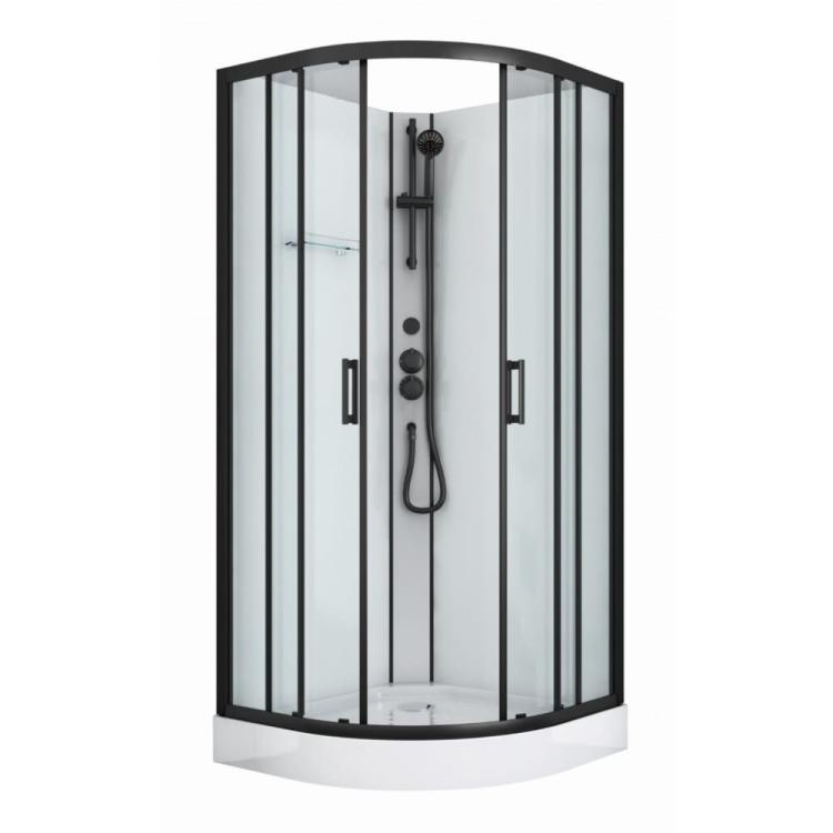 Kabina prysznicowa półokrągła czterościenna wolnostojąca 90x90x210 cm DALLAS czarny SANOTECHNIK CL11B.jpg