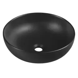 RONDANE umywalka ceramiczna nablatowa, czarny mat, średnica 41x14 cm AR435B