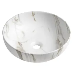 RONDANE umywalka ceramiczna nablatowa,  bianco carrara, średnica 41x14 cm 	AR435BC